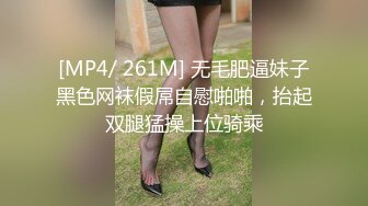 [MP4/ 261M] 无毛肥逼妹子黑色网袜假屌自慰啪啪，抬起双腿猛操上位骑乘